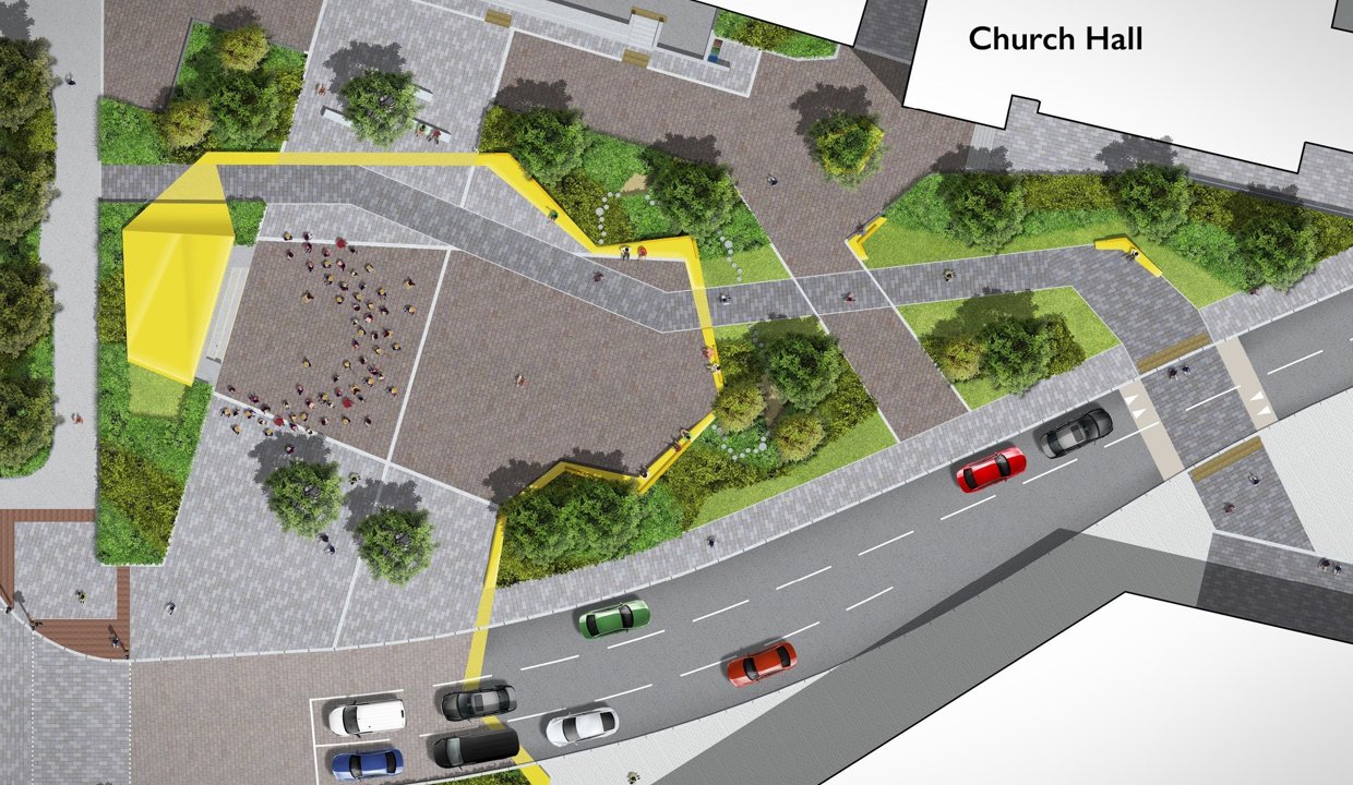 An indicative artist’s impression of the new Civic Space in Bishopbriggs.