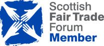 Scottish Fair Trade Forum Member Logo=four hands all touching fingers in a circle