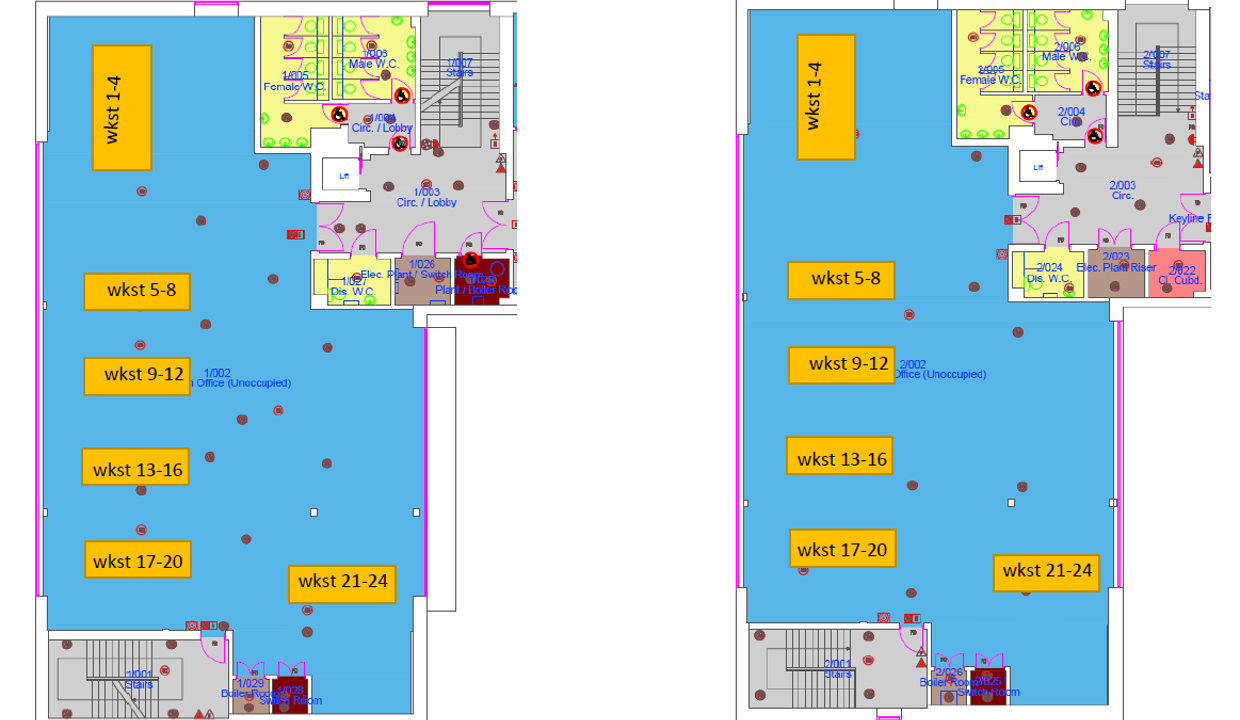 floor map showing block 4 first floor and second floor