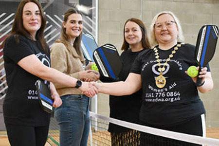 Dep Provost McDiarmid, Amy Smith & Stephanie Thomas (ED Women’s Aid) and Provost Renwick