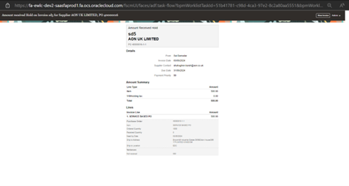 screenshot showing process: Amount billed exceeds amount received.