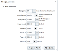 Screenshot of account details