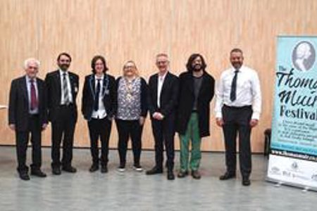 Provost Renwick with speakers at the Thomas Muir Symposium, including Cllr Low (second left)