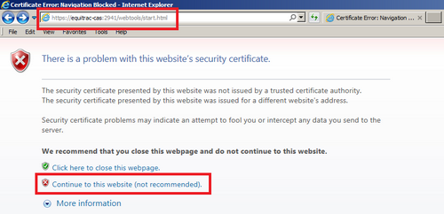 screenshot of internet browser with the URL and 'continue to this website' option highlighted red