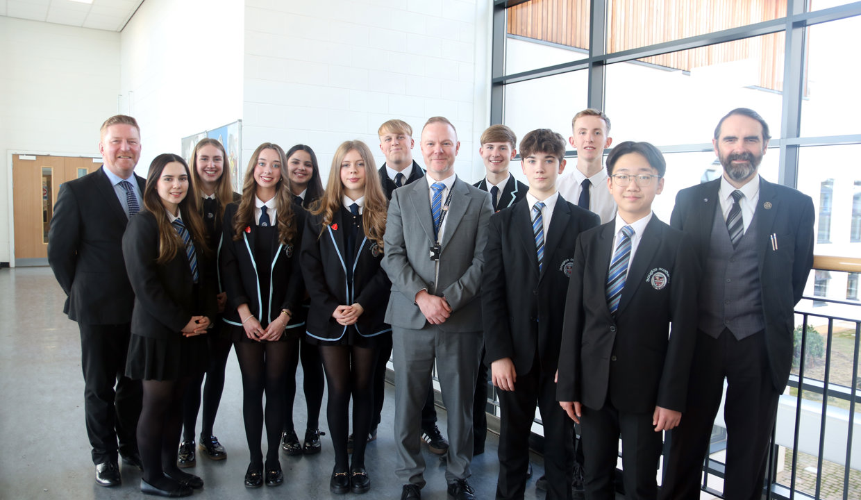 douglas acamedy pupils with the chief education officers and councillor