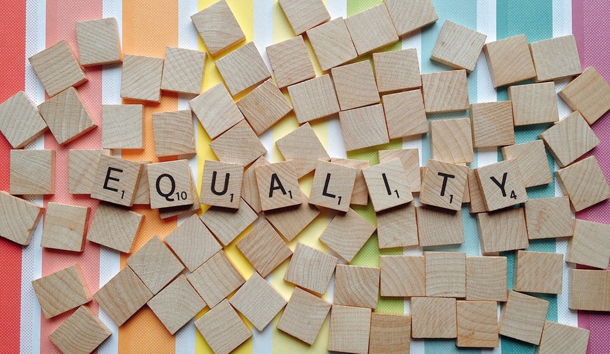 equalities wrote on wooden blocks