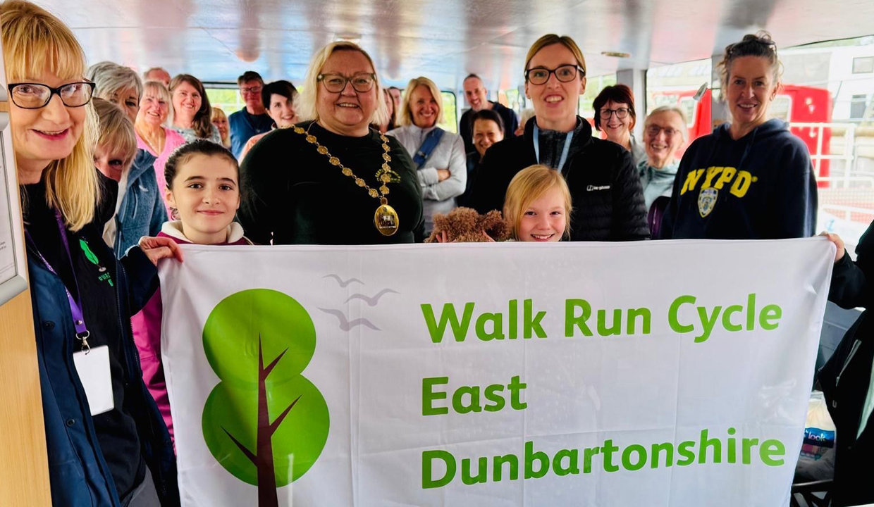 Members of Walk Run Cycle East Dunbartonshire with Provost Renwick during their Festival weekend.
