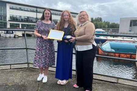 Provost Renwick and Depute Provost McDiarmid with Young Champion, Heather Bryson