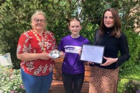 Provost Gillian Renwick and Depute Provost Colette McDiarmid with Community Champion Mhairi Green