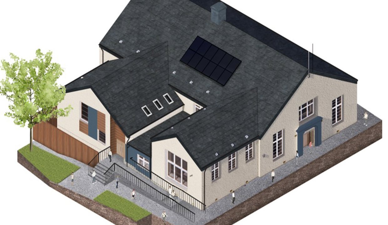 A 3d image of the external view of the newly renovated Campsie Memorial Hall. 