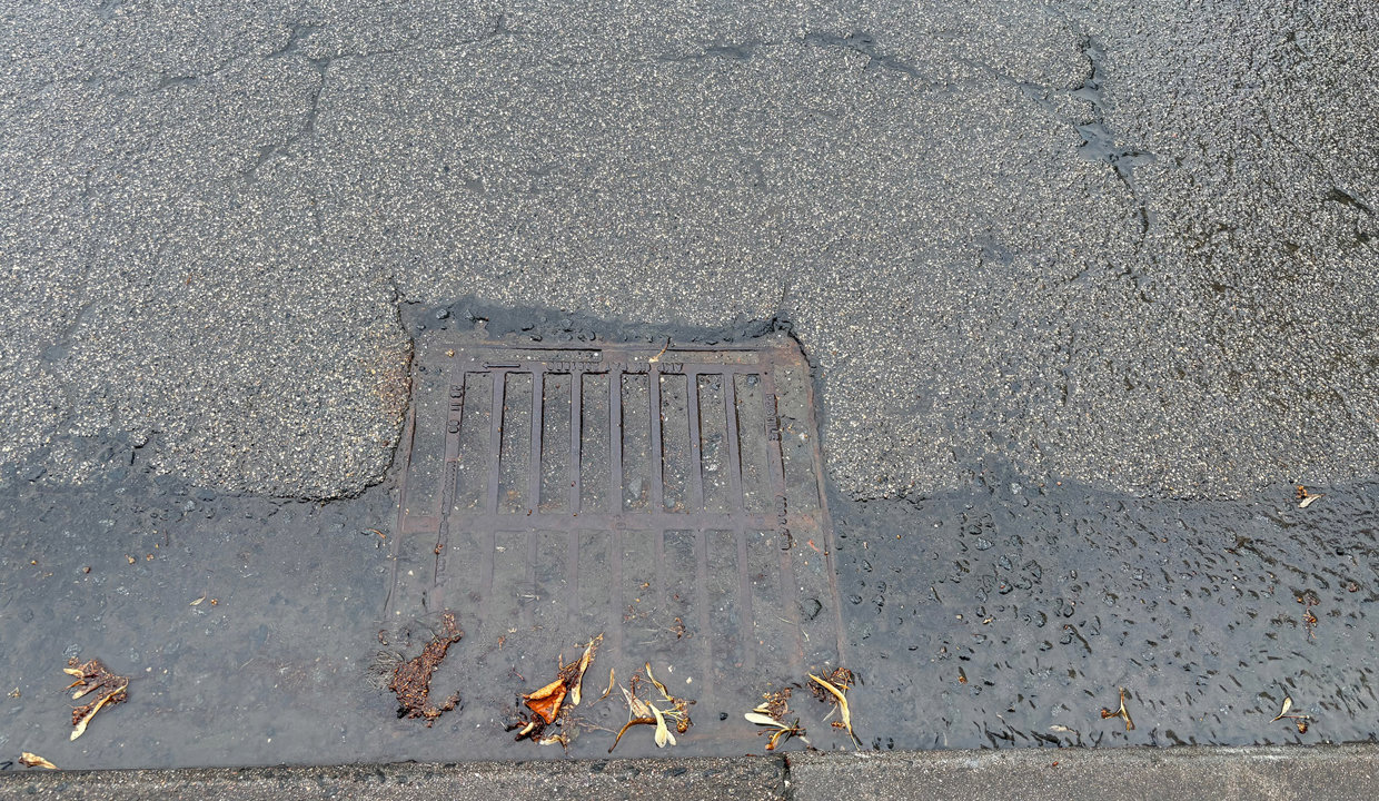 Example of gully full of silt