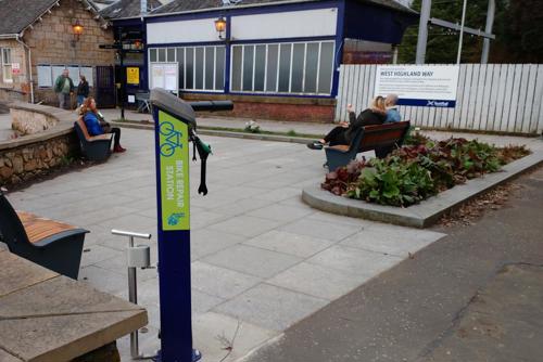 seating area outside Milngavie railway station