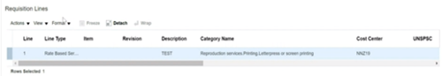 Screenshot of requisition lines 