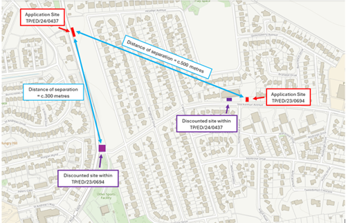 map showing the location of the planning applications