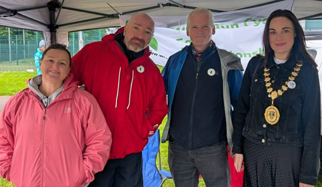 Depute Provost McDiarmid at the Walk Run Cycle East Dunbartonshire stall.