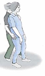 care worker managing a fall using the L shaped stance