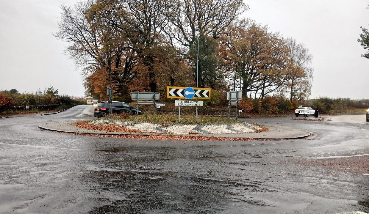 Torrance Roundabout on a rainy day