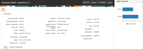 screenshot showing how to Check for the difference in between the ordered and the invoiced amount