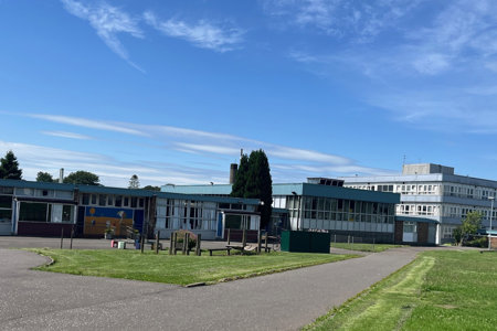 Balmuildy Primary School on a clear blue day
