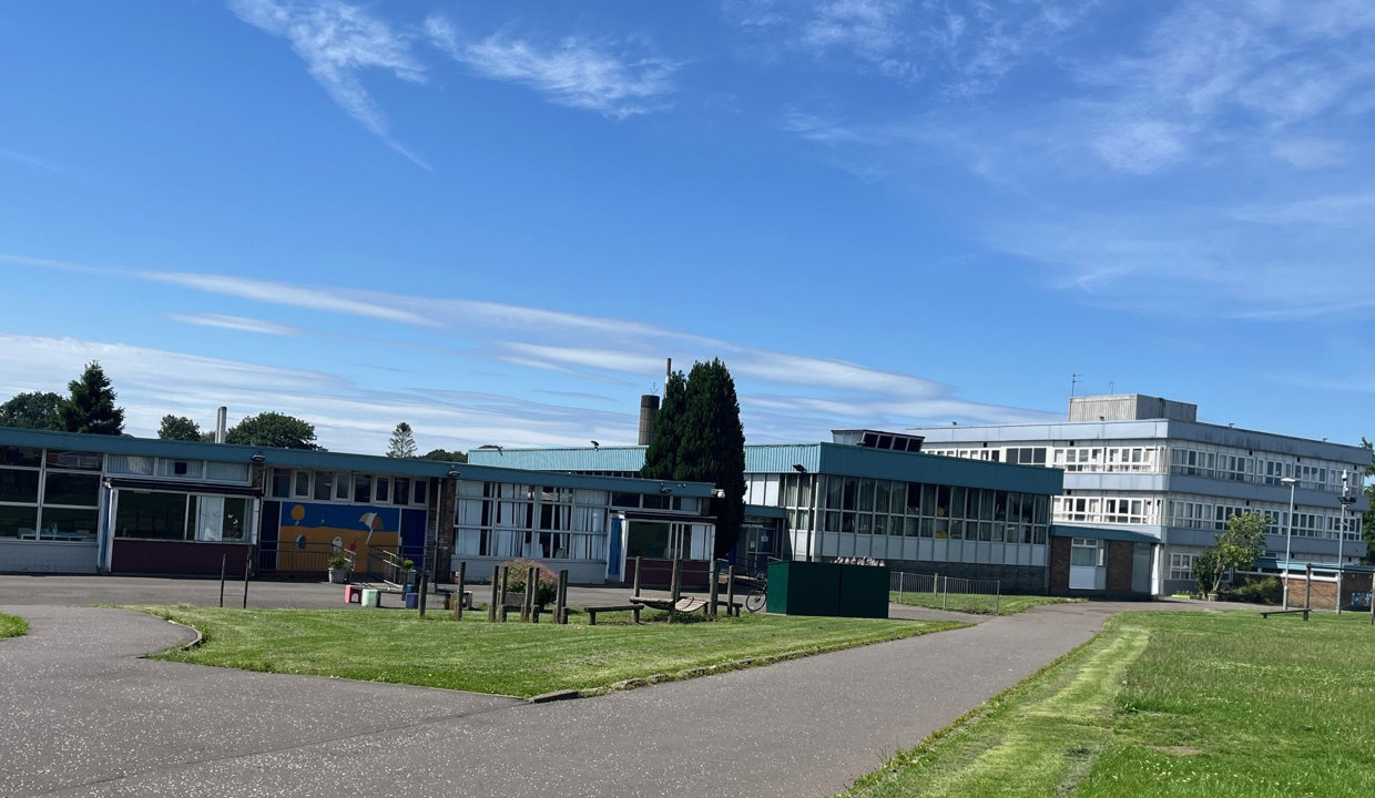 Balmuildy Primary School on a clear blue day