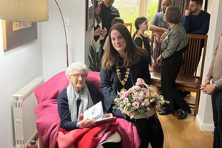 Depute Provost Colette McDiarmid visited Bearsden resident Maude