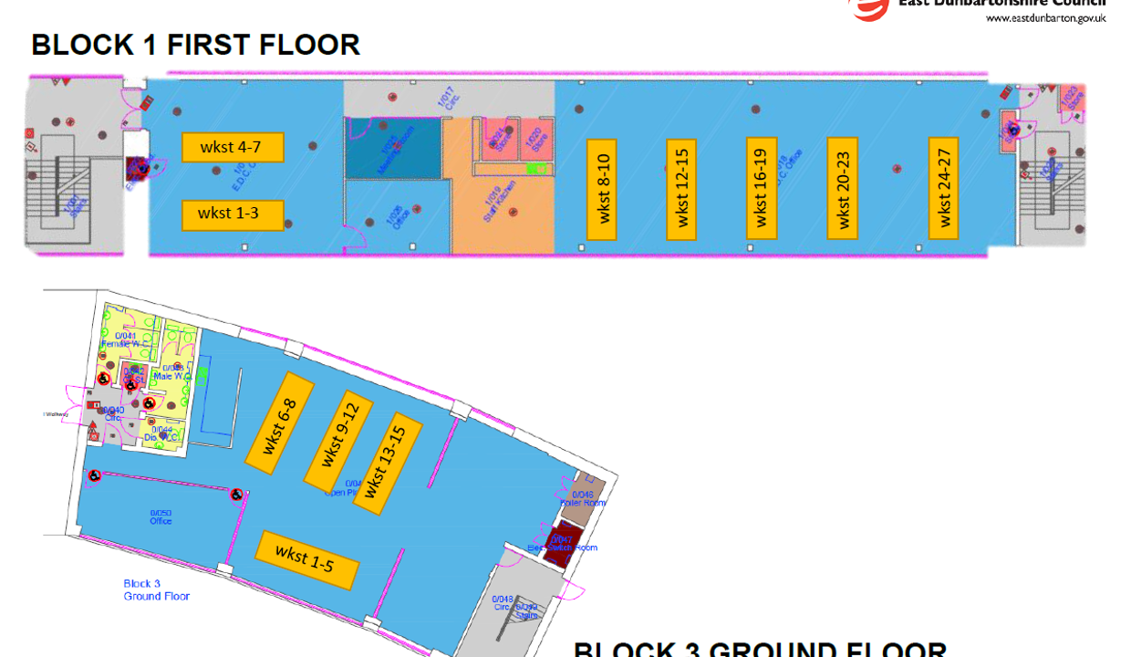 floor map of the block 1 - first floor and block 3 ground floor