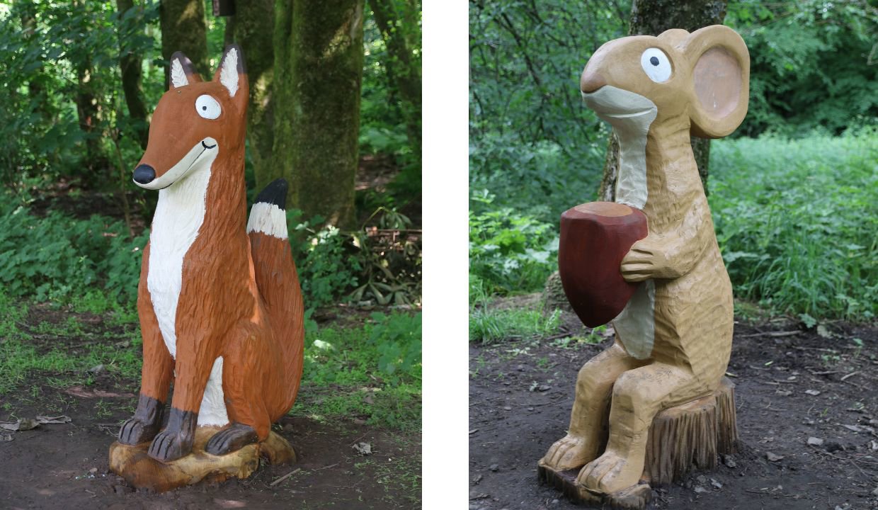 First picture - Wooden fox sculpture
Second picture - Wooden mouse sculpture