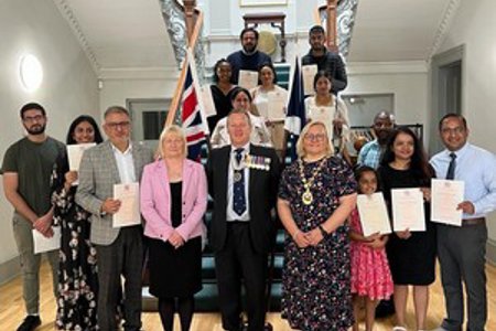 Provost Gillian Renwick joined Deputy Lieutenant in welcoming a new UK citizen to East Dunbartonshire at Kilmardinny House in Bearsden.