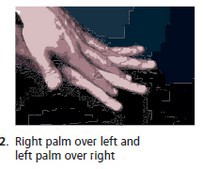 Right palm over left and left palm over right