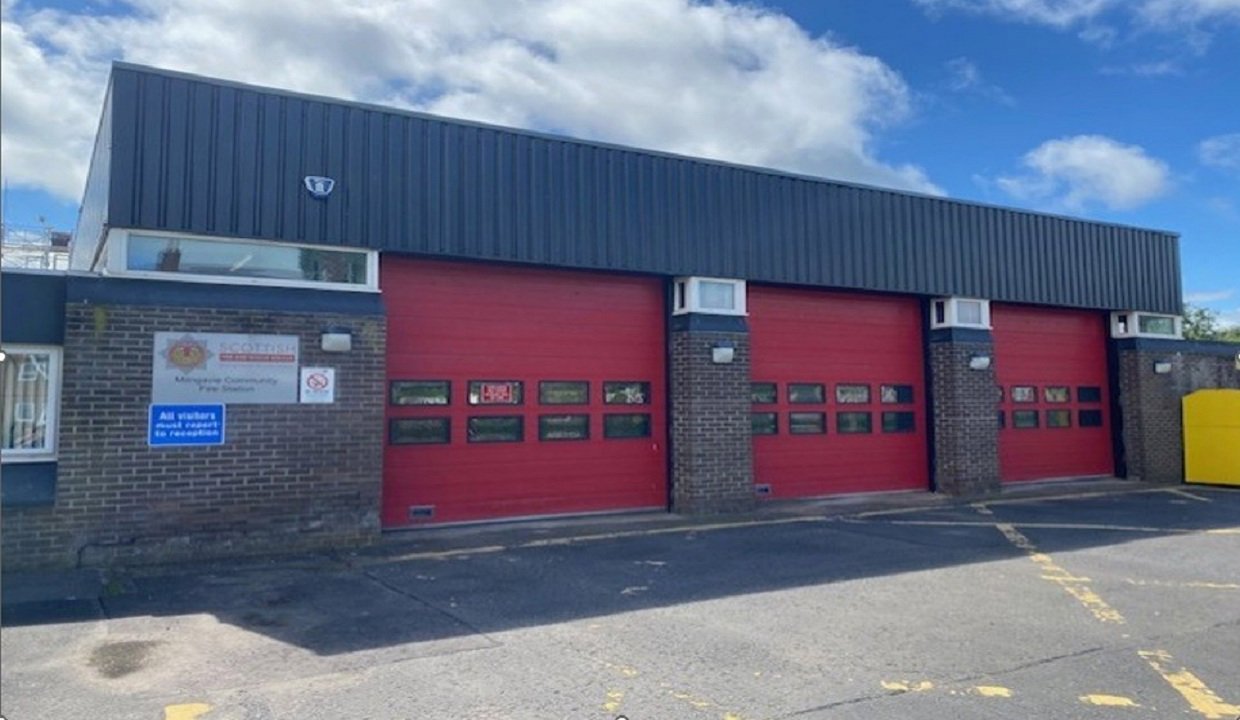 Milngavie Fire Station from the outside on a sunny day