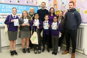 the winning pupils at Wester Cleddens with their teachers, Provost Renwick and Transport Development Officer Stuart Tilston