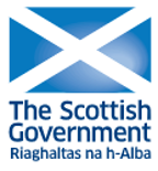 Scottish Government logo - white cross with blue background and The Scottish Government written below in English and Gaelic.